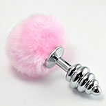 XR Brands Spiral Silver Bunny Tail Anal Plug