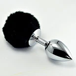 XR Brands Black Bunny Tail Butt Plug