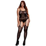 Baci Jaquard Lace Suspender Bodysuit - Queen Size