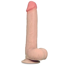 XR Brands 9 inch Sliding Skin Dual Layer Dildo in Flesh