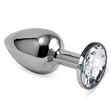 Booty Sparks Metal Anal Butt Plug With Crystal Gem - Small