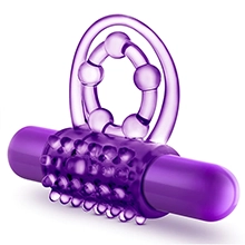 Play With Me The Player Purple Vibrating Double Strap Penis Ring