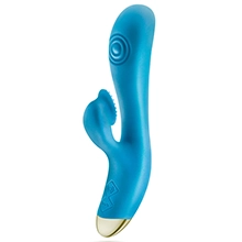 Blush Aria Arousing AF 8 Inch Textured Dual Pulsing Clitoral Vibrator in Blue