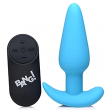 Remote Control 21X Vibrating Silicone Butt Plug in Blue