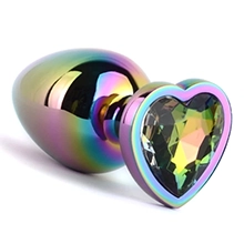 Rainbow Jeweled Heart Plug - Small Size