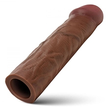Enhancers 1.5 inch Silicone Penis Extension Sleeve - Dark Brown