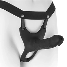 Versatile 6 inches Hollow Silicone Dildo Strap-on with Cum-Thru Tip in Black