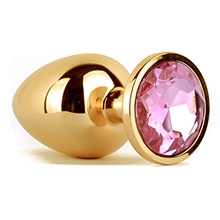 Classic Metal Crystal Jewelled Meduim Butt Plug in Gold