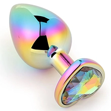 Rainbow Jeweled Heart Plug - Medium Size