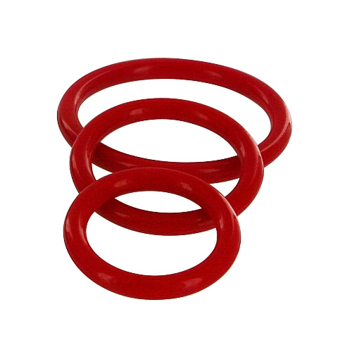 Trinity - Silicone Cock Ring Set in Red