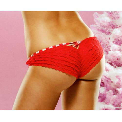 Lace Ruffled Panty With Criss Cross V-Back
