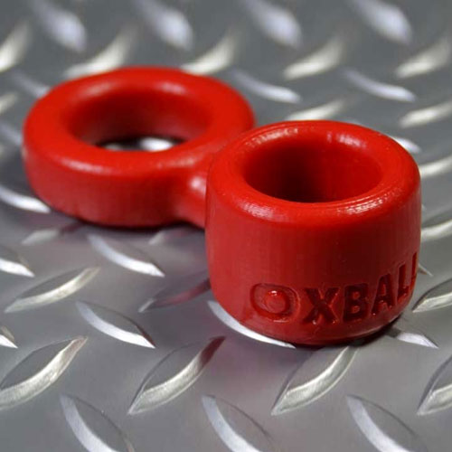 OXBALLS Low Ball Cockring With Attached Ballstretcher in Red