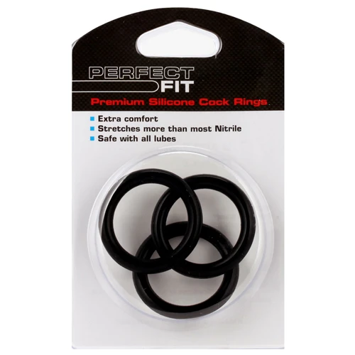 Perfect Fit Premium Silicone 3 Rings Kit Large Black