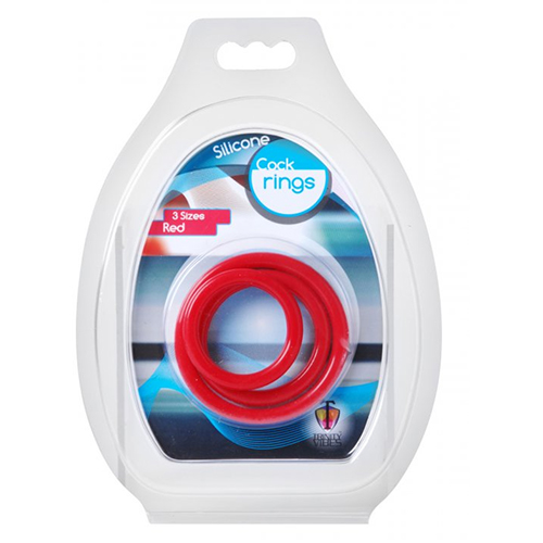 Trinity - Silicone Cock Ring Set in Red