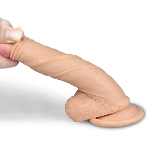 7 Inch Asian Dildo with Balls in Brown