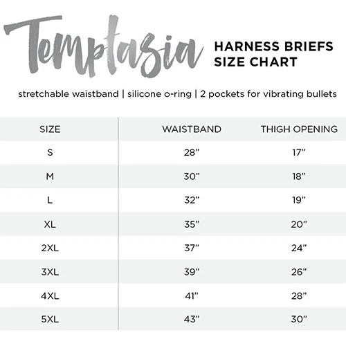 Temptasia Harness Briefs 3XL (Waist 39in) in Black