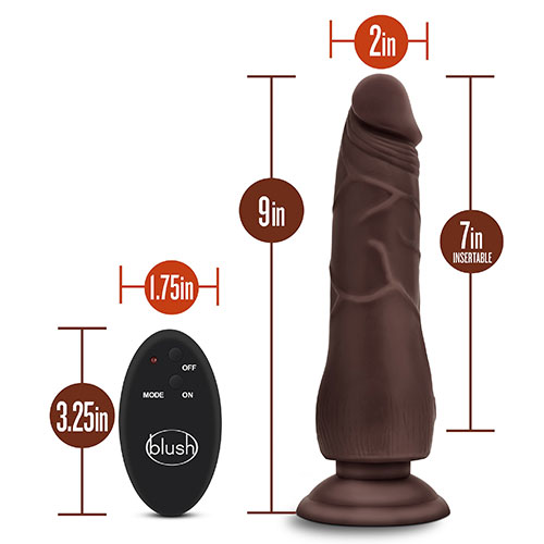 Dr Skin 9 inch 10 Function Wireless Remote Dildo in Chocolate
