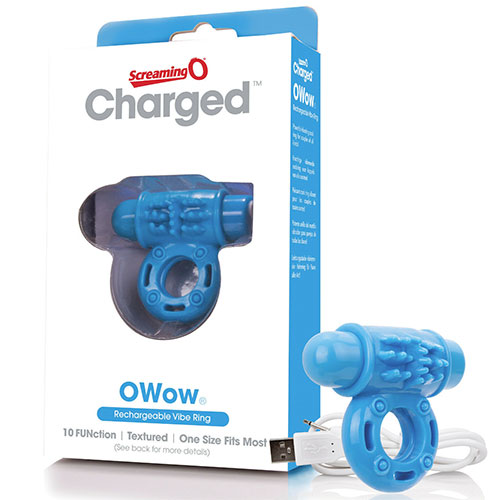 Charged OWow Textured 10X Cock Ring in Blue