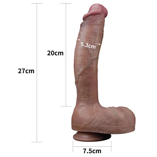 10.5 inches Dual Layered Huge Dildo in Brown