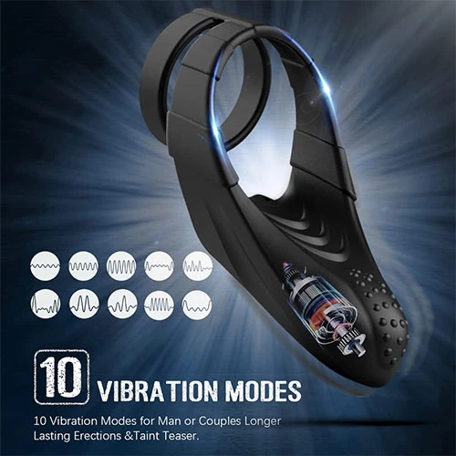 FondLove 10x Double Cock Ring Vibrator with Taint Teaser