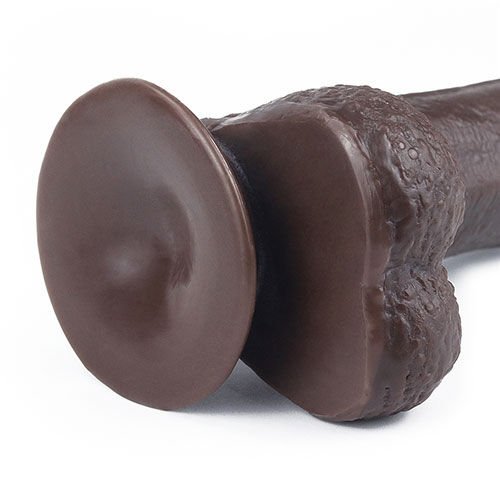 7 Inch Asian Dildo with Balls in Chocolate