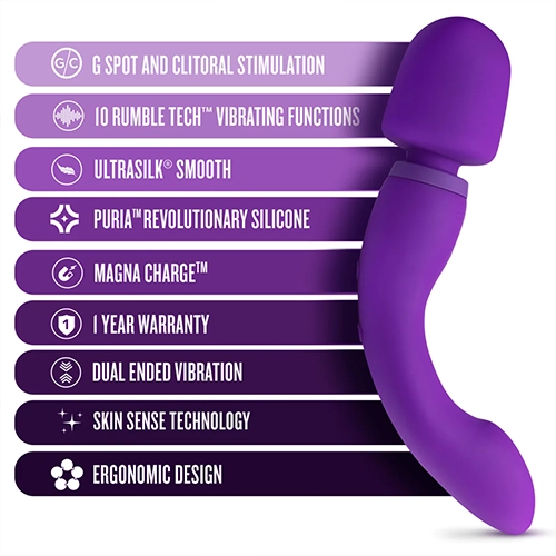 Wellness By Blush Dual Sense 10 Function Massage Wand With Rumble Tech